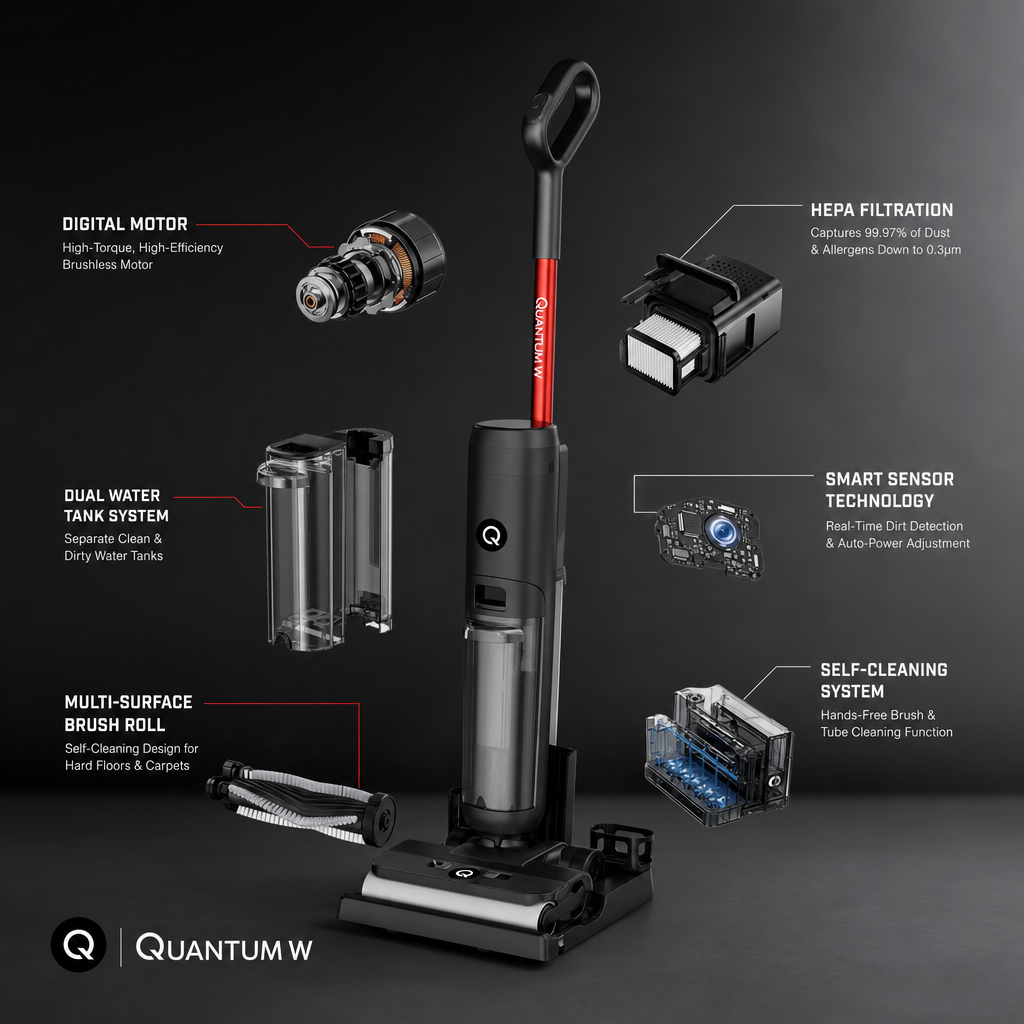 Quantum W - Water Filtration Wet/Dry Vacuum - 250ml Detergent included - SAVE $350, 4TH JULY SALE