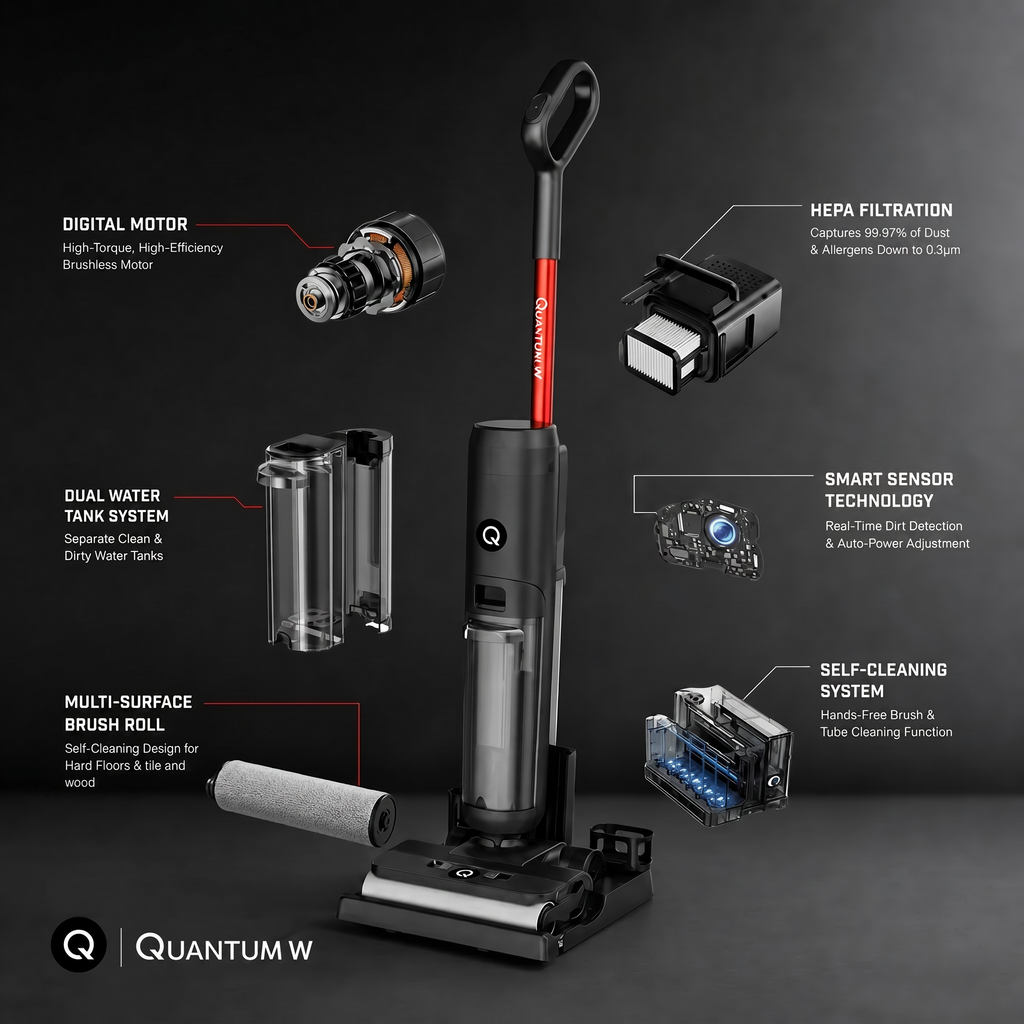 Quantum W - Water Filtration Wet/Dry Vacuum - 250ml Detergent included - SAVE $50