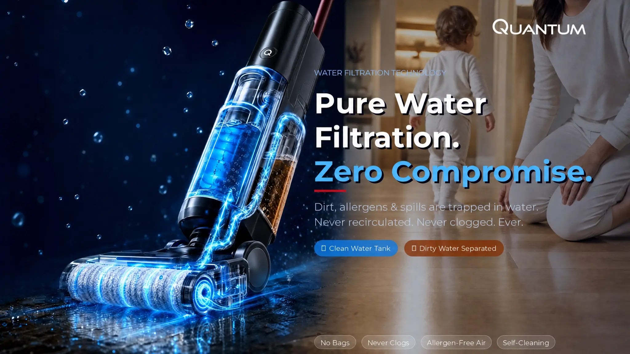 Quantum W water-filtration floor cleaner